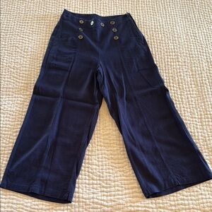 Navy Wide-Leg Buttoned Sailor Pants Mod Cloth 00